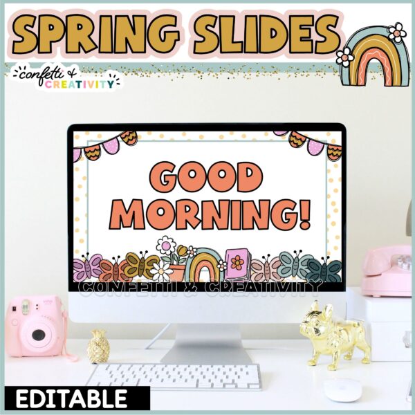 Shows the cover photo for the Spring Classroom Google Slides