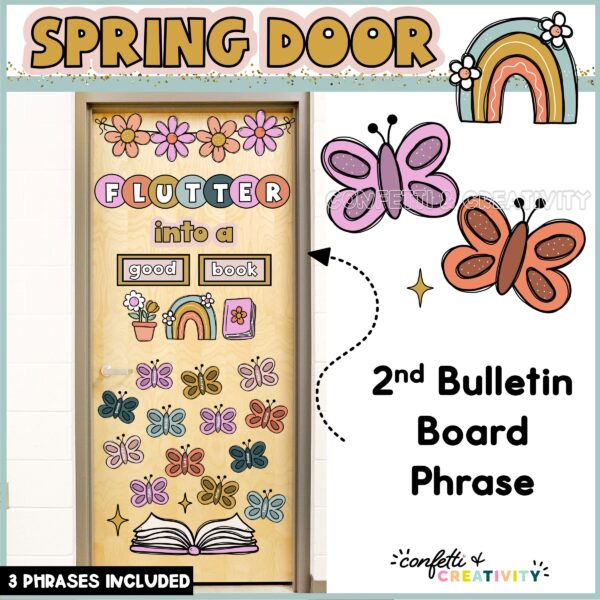 Spring Door Decor 2 Shows an alternative Spring door decor set perfect for the classroom