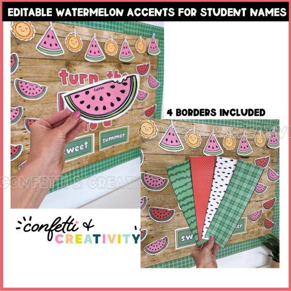 Summer Bulletin Board - Turn the Page to a Sweet Summer 2 Summer Reading Bulletin Board. Shows the watermelon themed bulletin board borders.